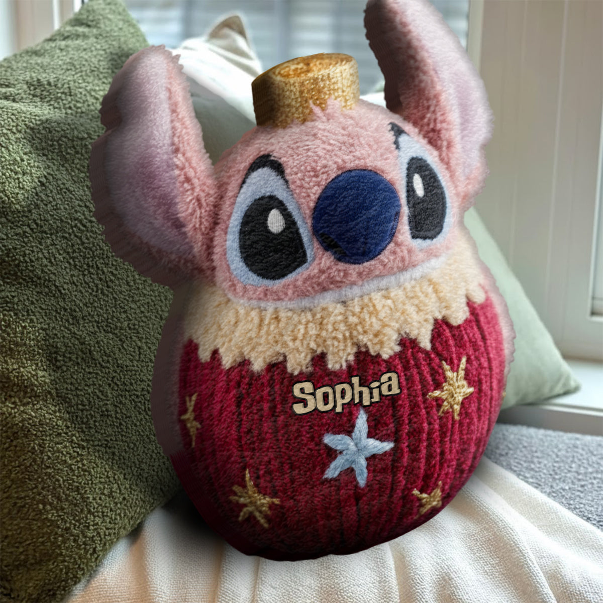 Ohana Friends And Christmas Ornament Gift - Personalized Ohana Faux Fur Shaped Pillow