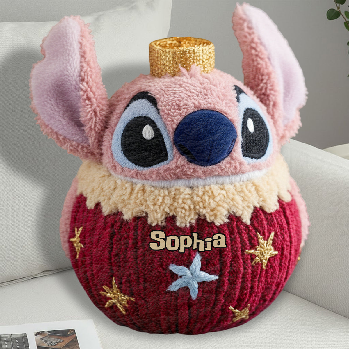 Ohana Friends And Christmas Ornament Gift - Personalized Ohana Faux Fur Shaped Pillow