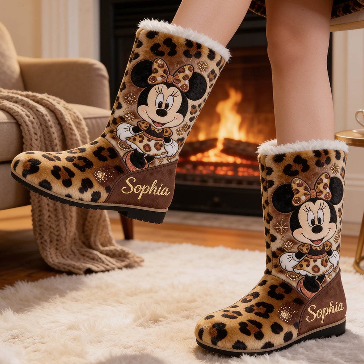 Belive In Magic - Personalized Mouse Faux Fur Boot Slippers