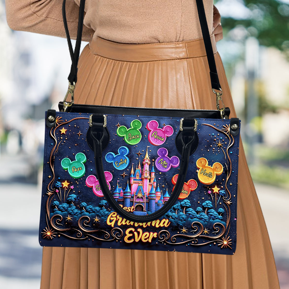 Best Grandma/ Mom Ever - Personalized Mouse Leather Handbag