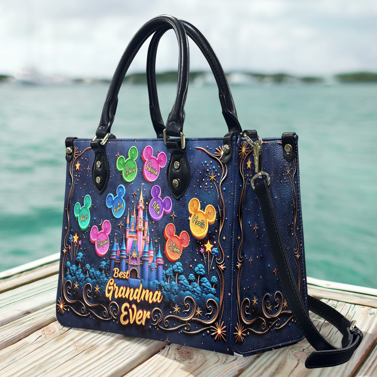 Best Grandma/ Mom Ever - Personalized Mouse Leather Handbag
