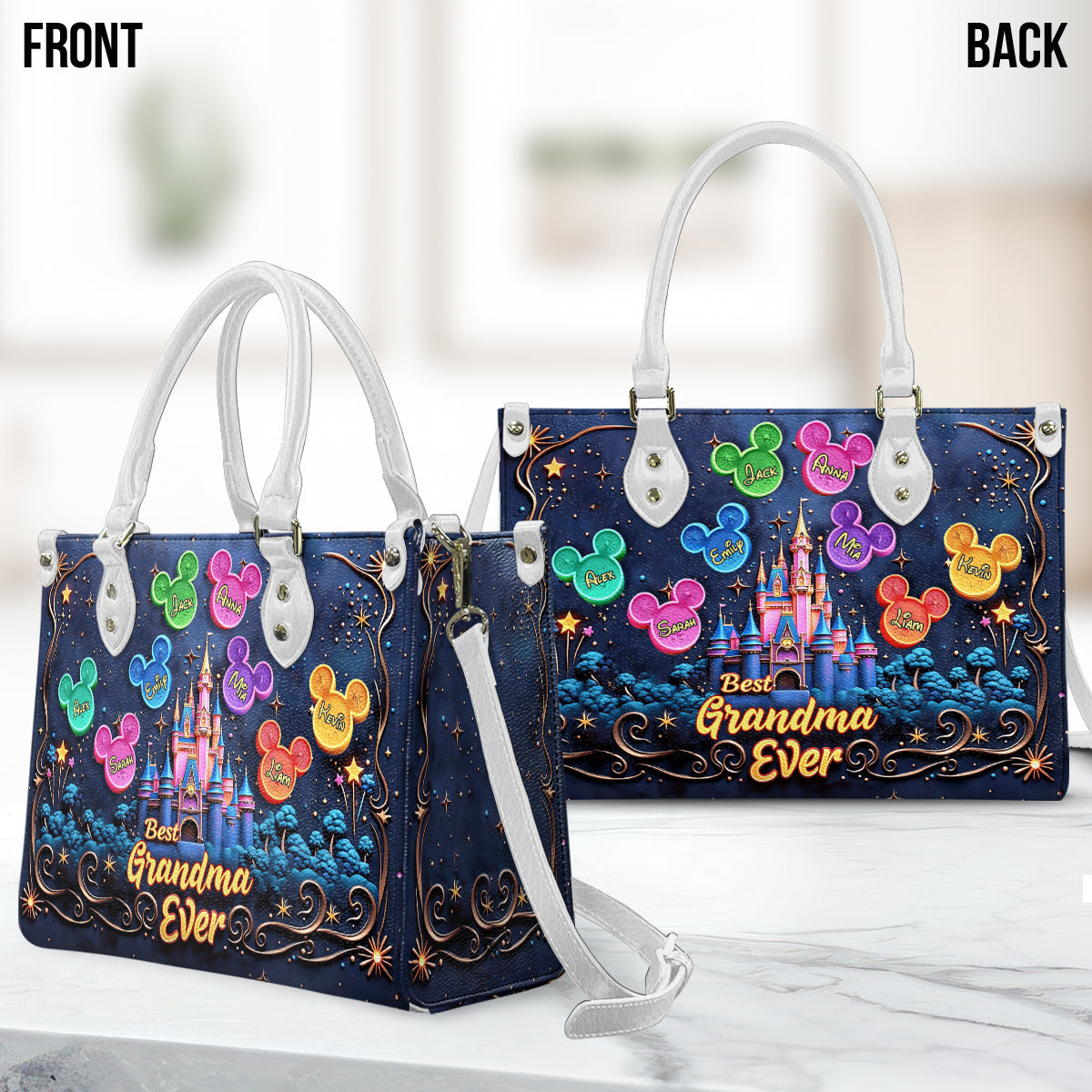 Best Grandma/ Mom Ever - Personalized Mouse Leather Handbag