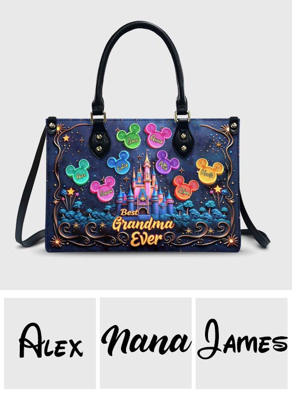 Best Grandma/ Mom Ever - Personalized Mouse Leather Handbag
