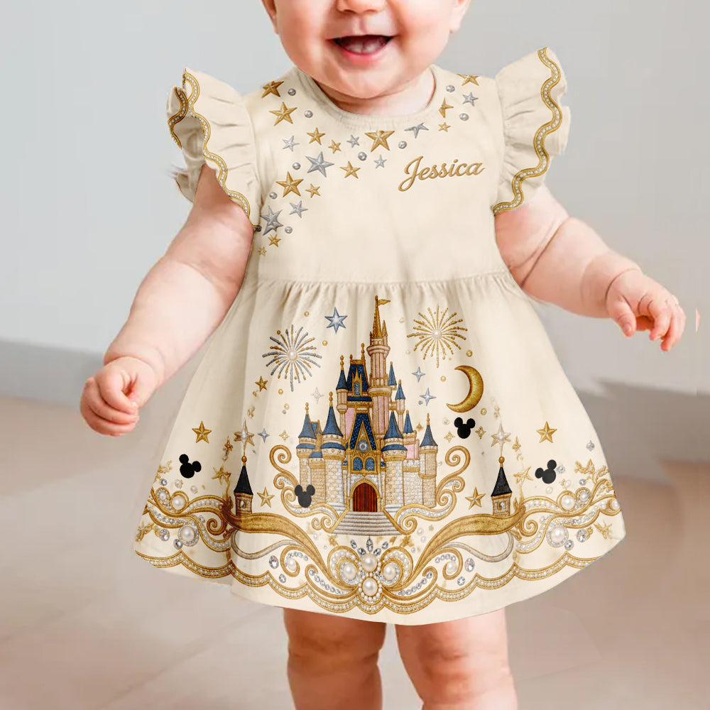 Belive In Magic - Personalized Dream Trip Kid Ruffle Sleeve Dress