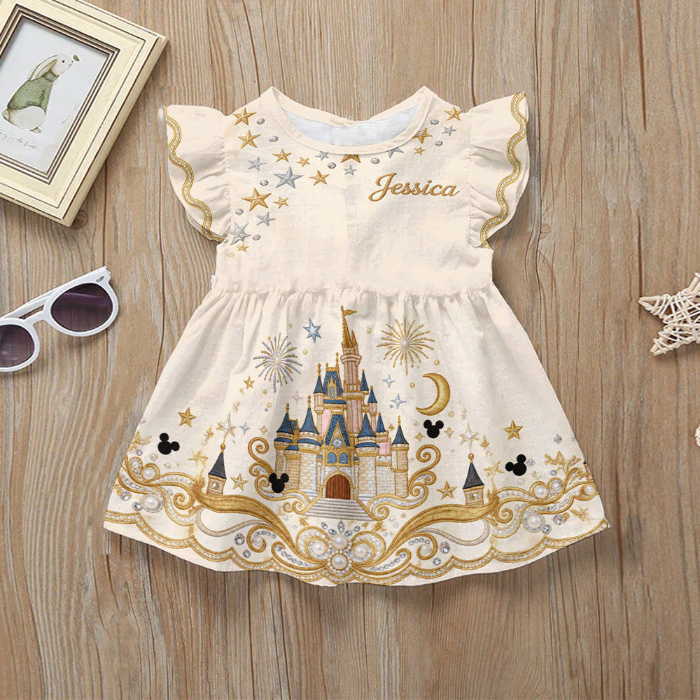 Belive In Magic - Personalized Dream Trip Kid Ruffle Sleeve Dress