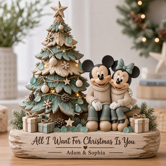 All I Want For Christmas Is You - Personalized Mouse Custom Shaped Wood Plaque