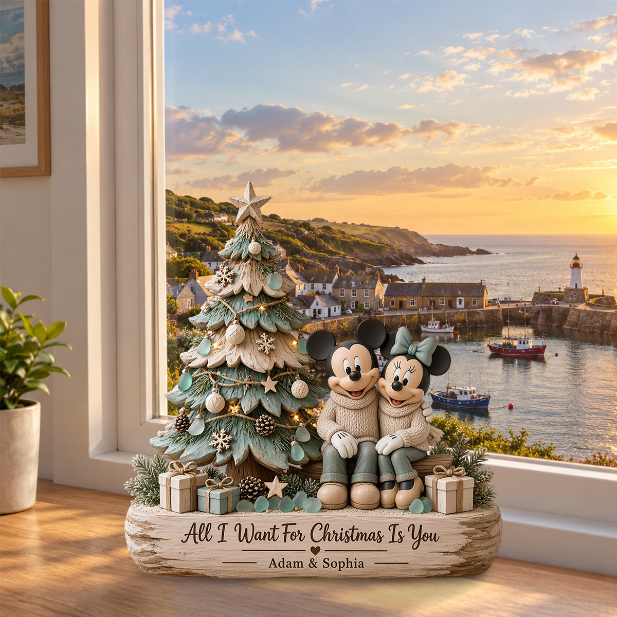 All I Want For Christmas Is You - Personalized Mouse Custom Shaped Wood Plaque