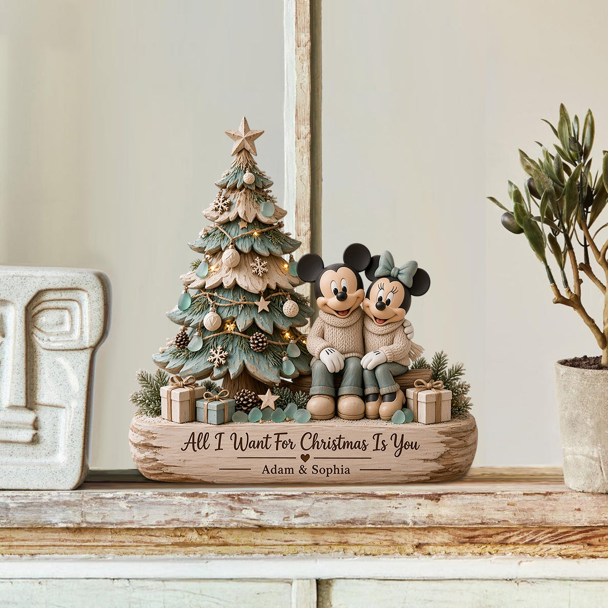 All I Want For Christmas Is You - Personalized Mouse Custom Shaped Wood Plaque