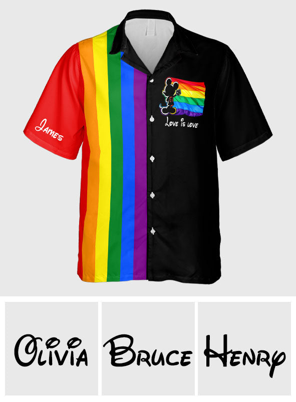 Love Is Love - Personalized LGBT Support Hawaiian Shirt
