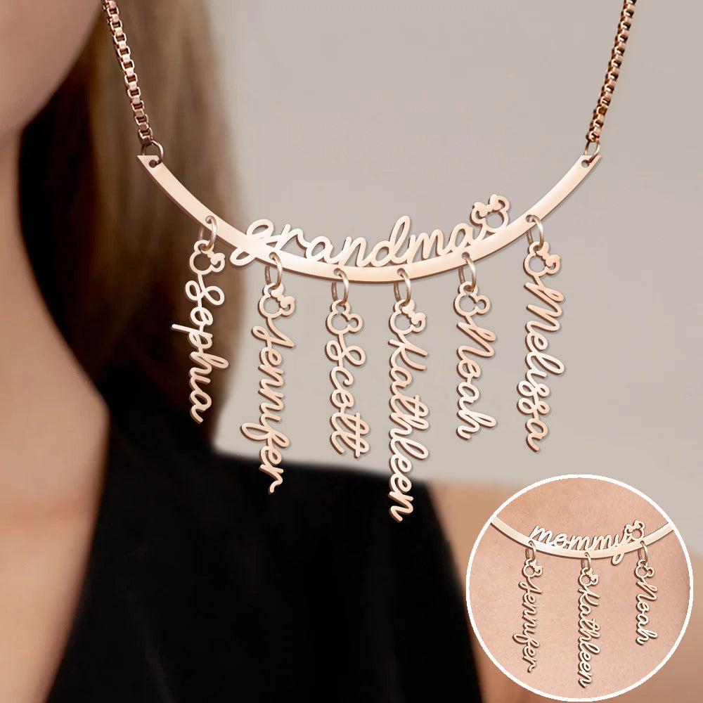 Magical Mom, Grandma - Personalized Mouse Necklace with Charms