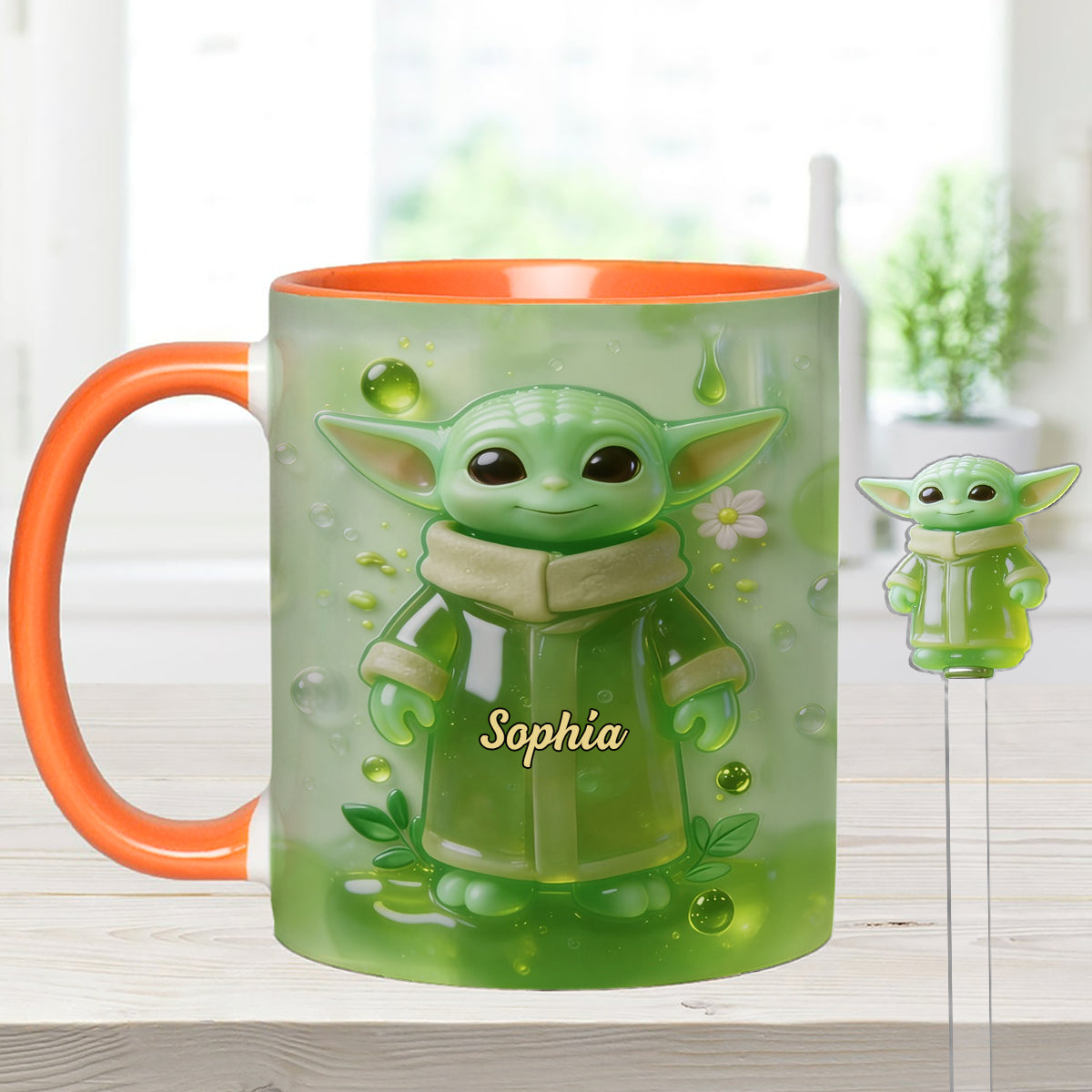 Green Ailen - Personalized The Force Set Accent Mug with Acrylic Stirrers