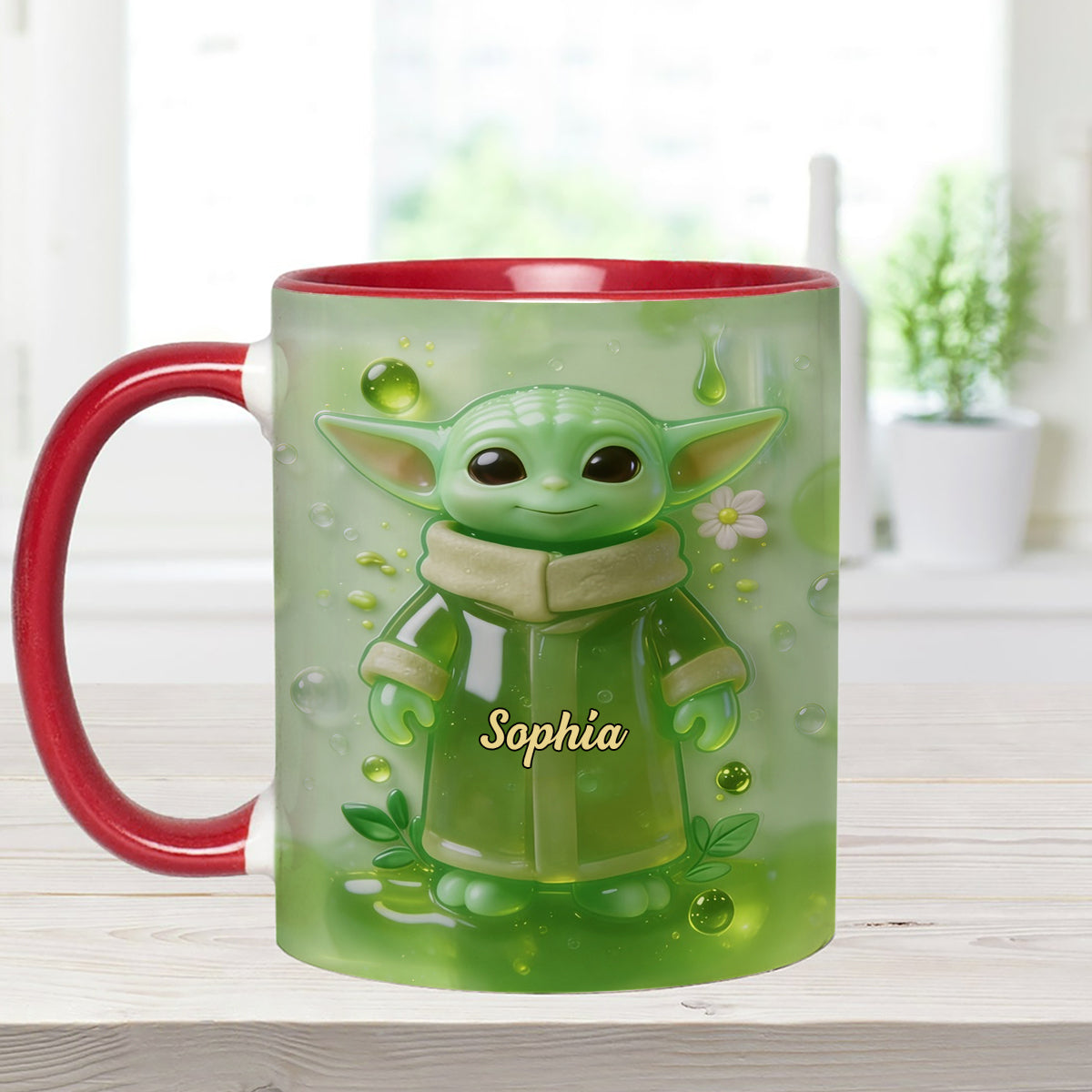 Green Ailen - Personalized The Force Set Accent Mug with Acrylic Stirrers