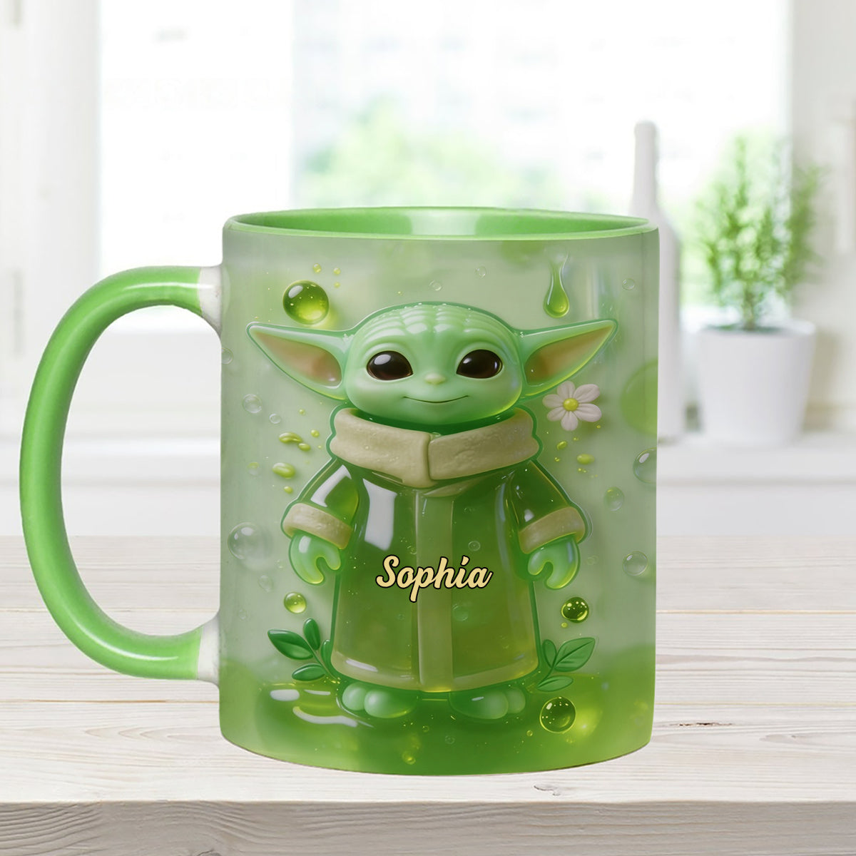 Green Ailen - Personalized The Force Set Accent Mug with Acrylic Stirrers