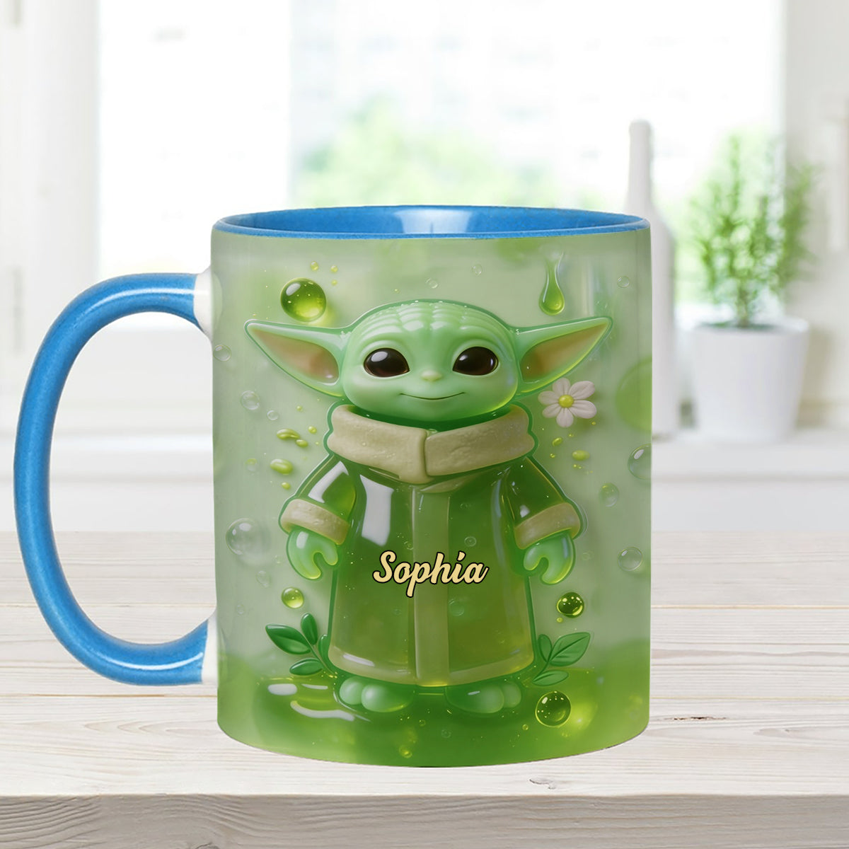 Green Ailen - Personalized The Force Set Accent Mug with Acrylic Stirrers