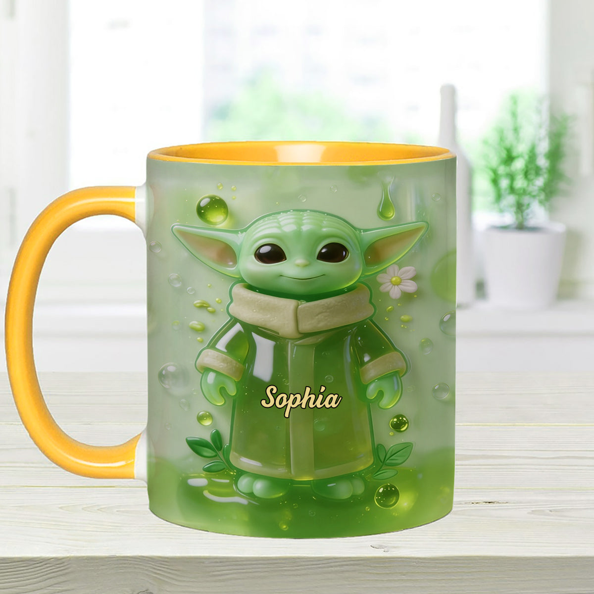 Green Ailen - Personalized The Force Set Accent Mug with Acrylic Stirrers