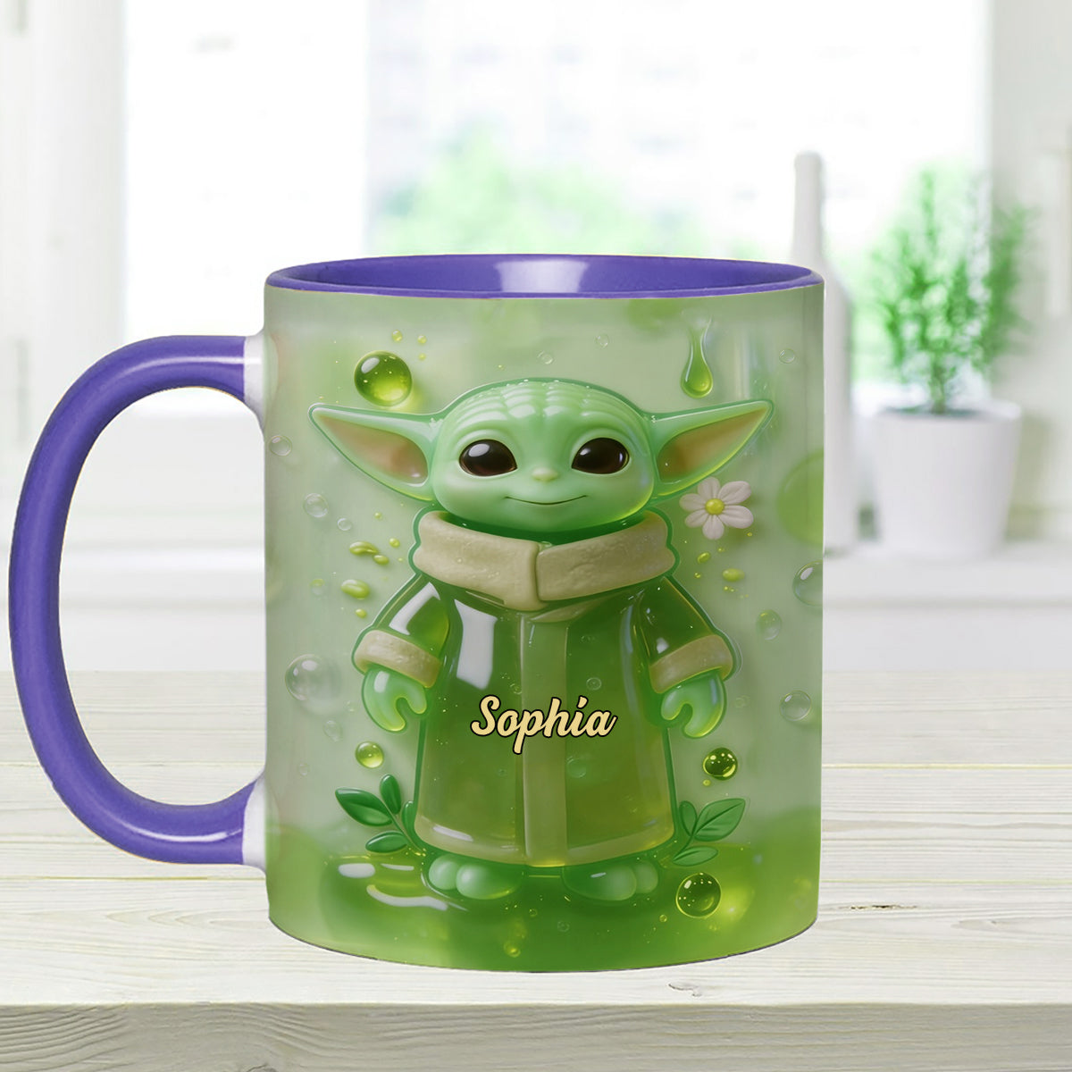 Green Ailen - Personalized The Force Set Accent Mug with Acrylic Stirrers