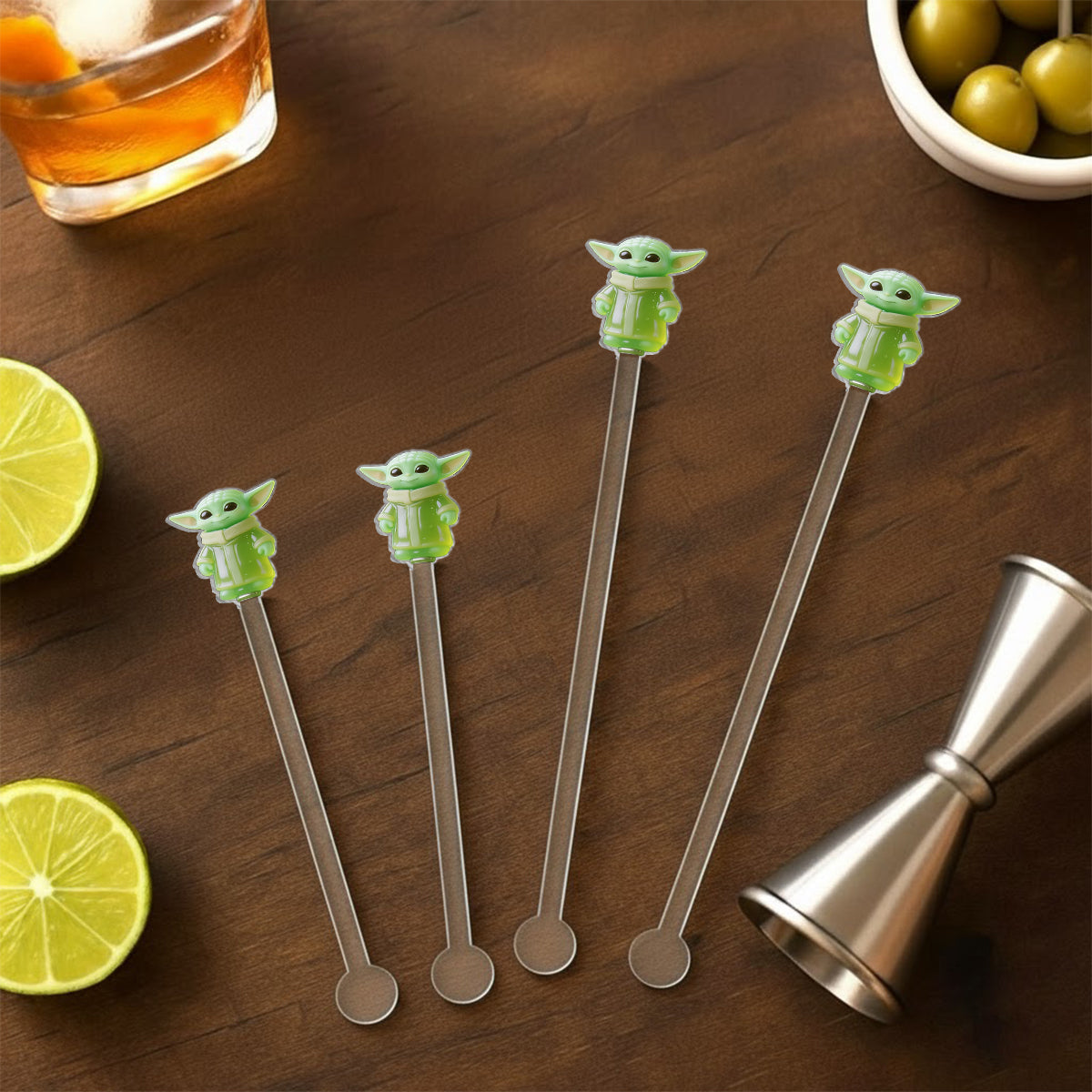 Green Ailen - Personalized The Force Set Accent Mug with Acrylic Stirrers