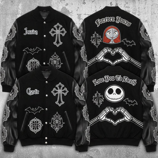 Love You To Death - Personalized Couple Varsity Jacket