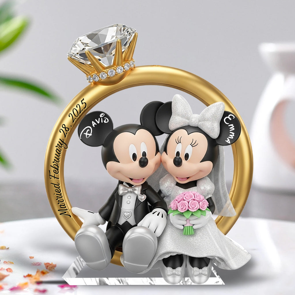 Happy Anniversary Mouse Couple - Personalized Mouse Custom Shaped Acrylic Plaque