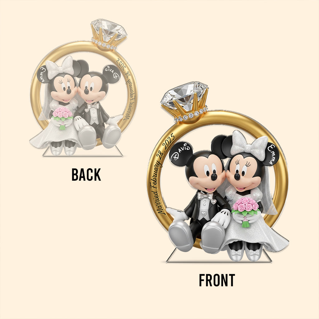 Happy Anniversary Mouse Couple - Personalized Mouse Custom Shaped Acrylic Plaque