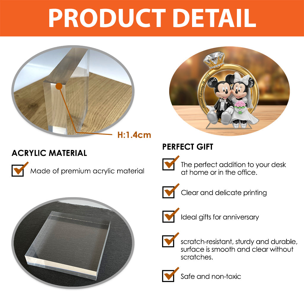 Happy Anniversary Mouse Couple - Personalized Mouse Custom Shaped Acrylic Plaque