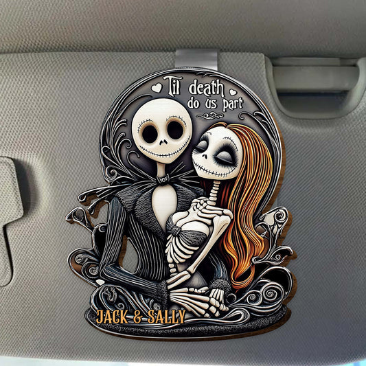 Til Death Do Us Part - Personalized Nightmare Shaped Car Visor Clip
