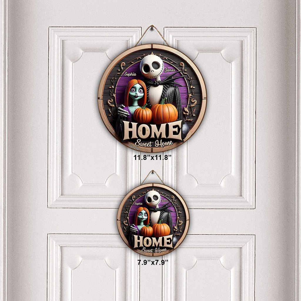Home Sweet Home - Personalized Nightmare Round Wood Sign