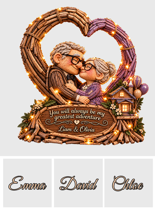 Old Couple Heart - Personalized Up Movie Couple Acrylic LED Night Light