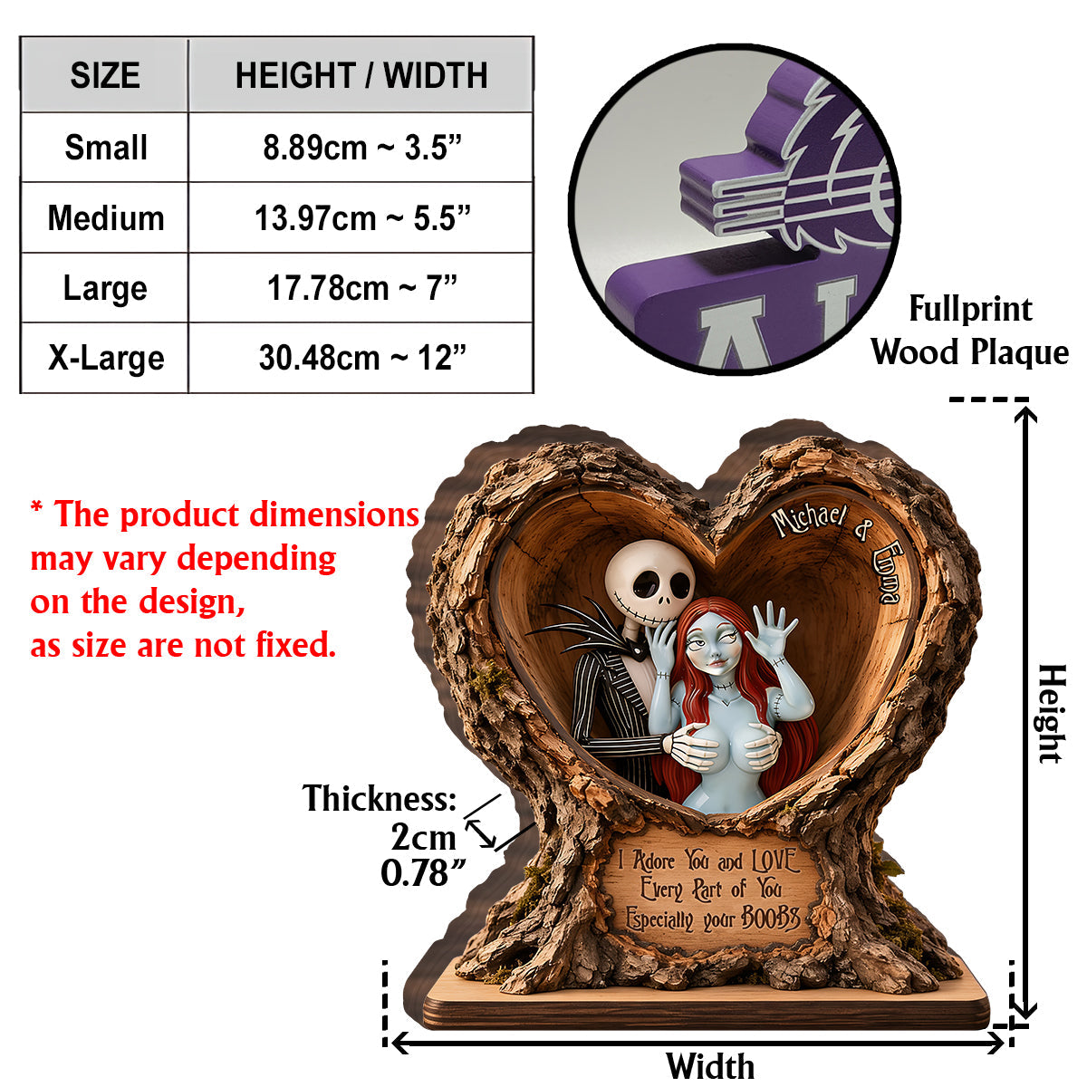 I Adore You - Personalized Nightmare Custom Shaped Wood Plaque