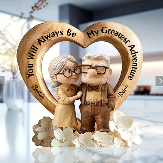 You Are My Greatest Adventure - Personalized Couple Custom Shaped Wood Plaque