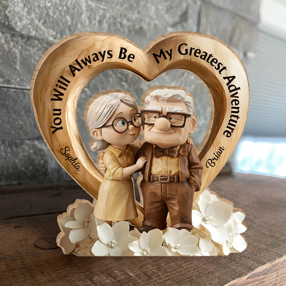 You Are My Greatest Adventure - Personalized Couple Custom Shaped Wood Plaque