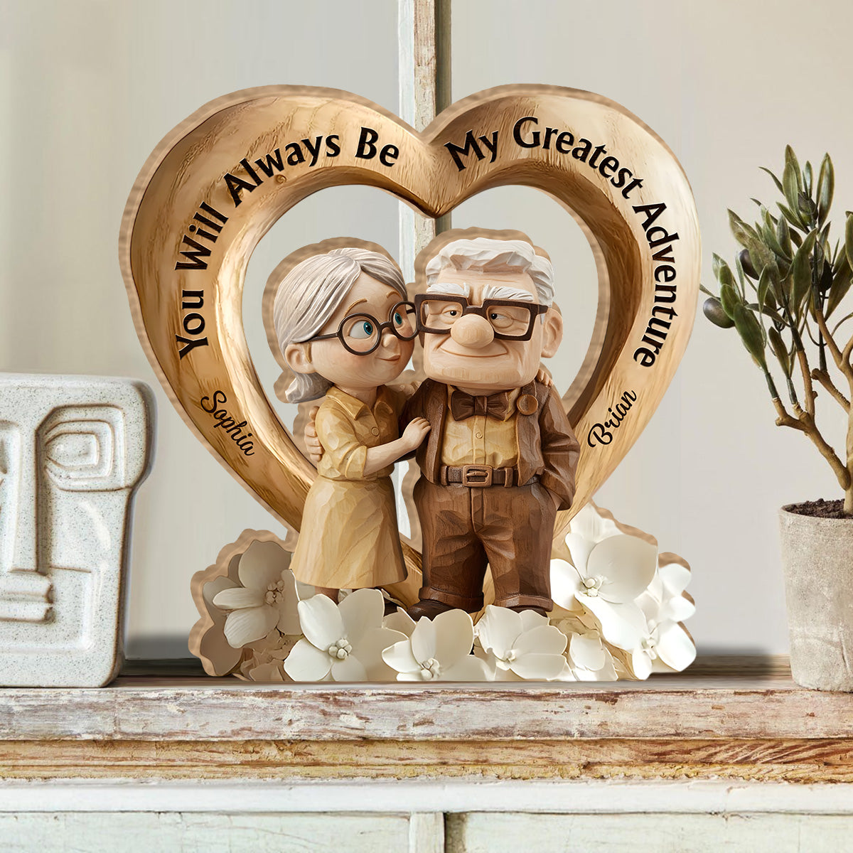 You Are My Greatest Adventure - Personalized Couple Custom Shaped Wood Plaque
