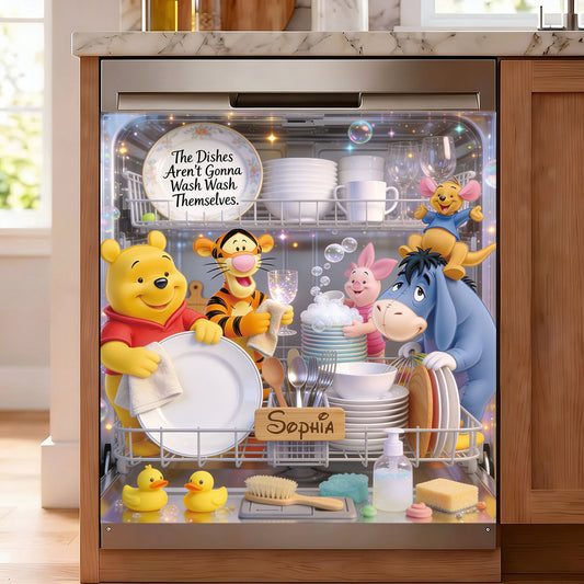The Dishes Aren't Gonna Wash Themselves - Personalized Yellow Bear Dishwasher Cover