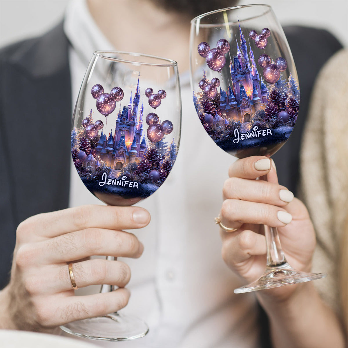 Magical Night - Personalized Mouse Wine Glass With Long Stem