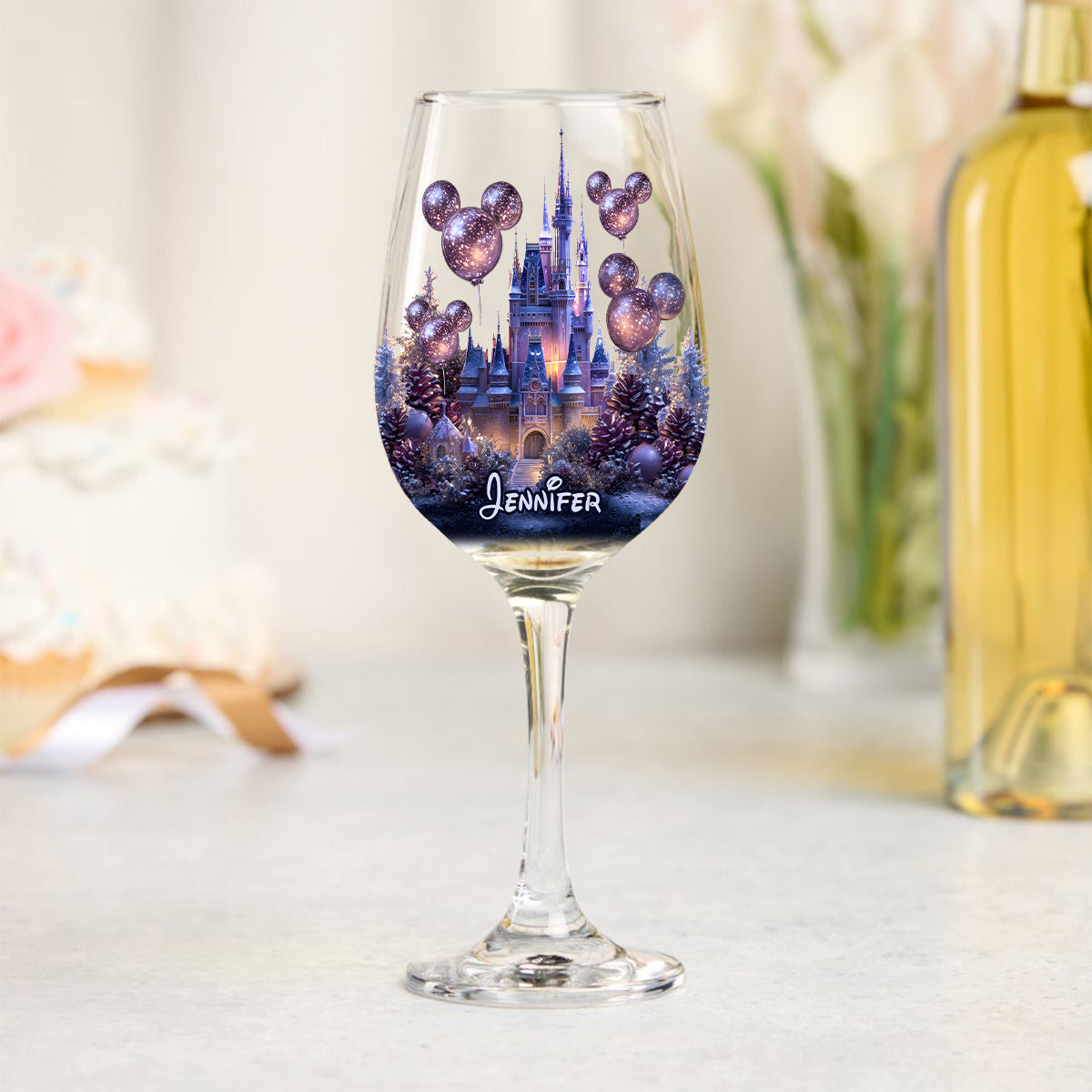Magical Night - Personalized Mouse Wine Glass With Long Stem