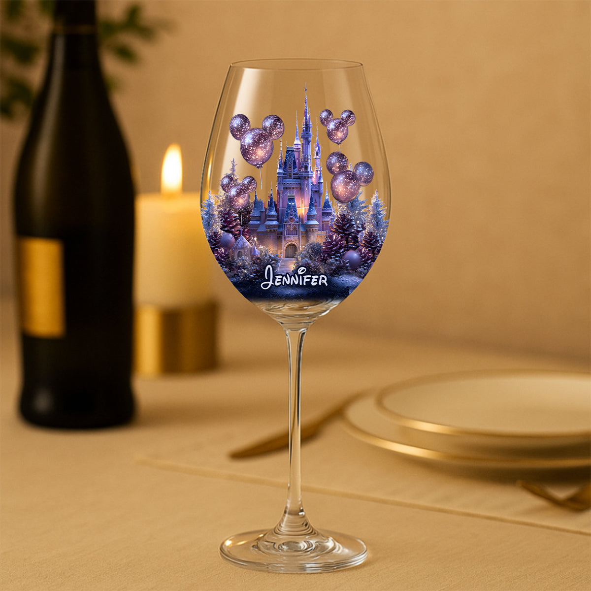 Magical Night - Personalized Mouse Wine Glass With Long Stem