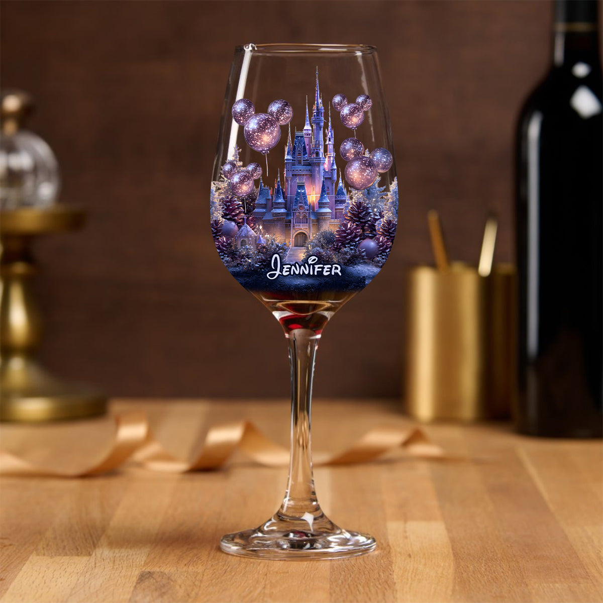 Magical Night - Personalized Mouse Wine Glass With Long Stem
