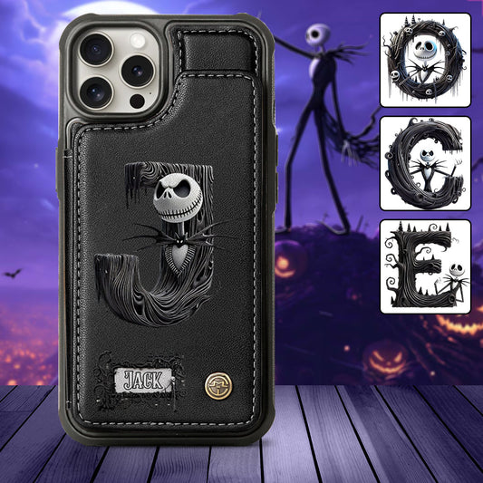 Gothic Initial Letter Gift - Personalized Nightmare Wallet Phone Case
