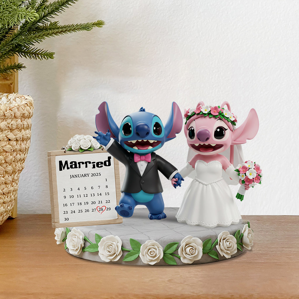 Happy Anniversary Blue Ohana - Personalized Ohana Custom Shaped Acrylic Plaque