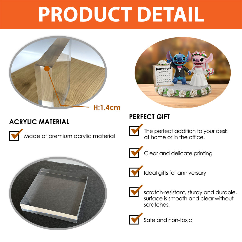 Happy Anniversary Blue Ohana - Personalized Ohana Custom Shaped Acrylic Plaque