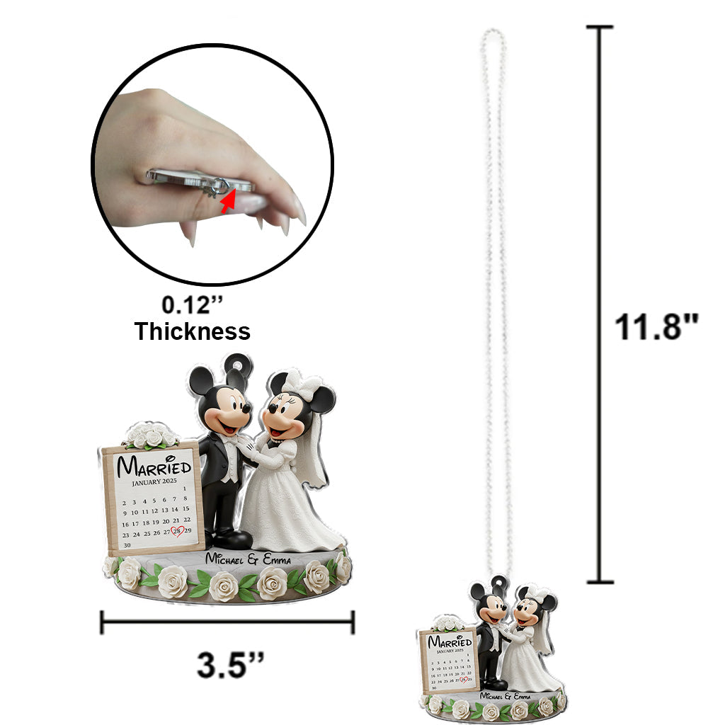 Happy Anniversary Mouse Couple - Personalized Mouse Transparent Car Ornament