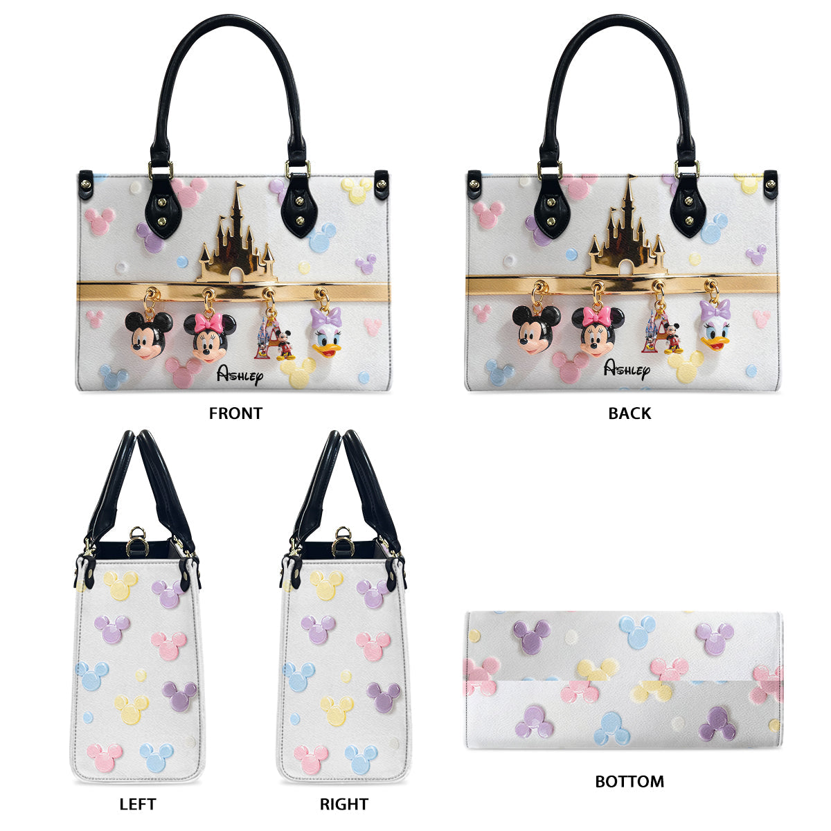 Magic Charms - Personalized Mouse Leather Handbag & Leather Long Wallet