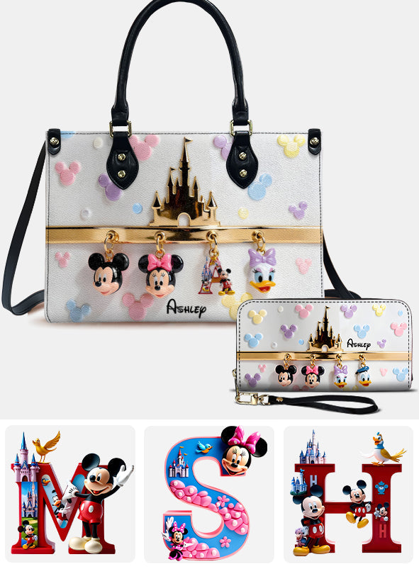 Magic Charms - Personalized Mouse Leather Handbag & Leather Long Wallet