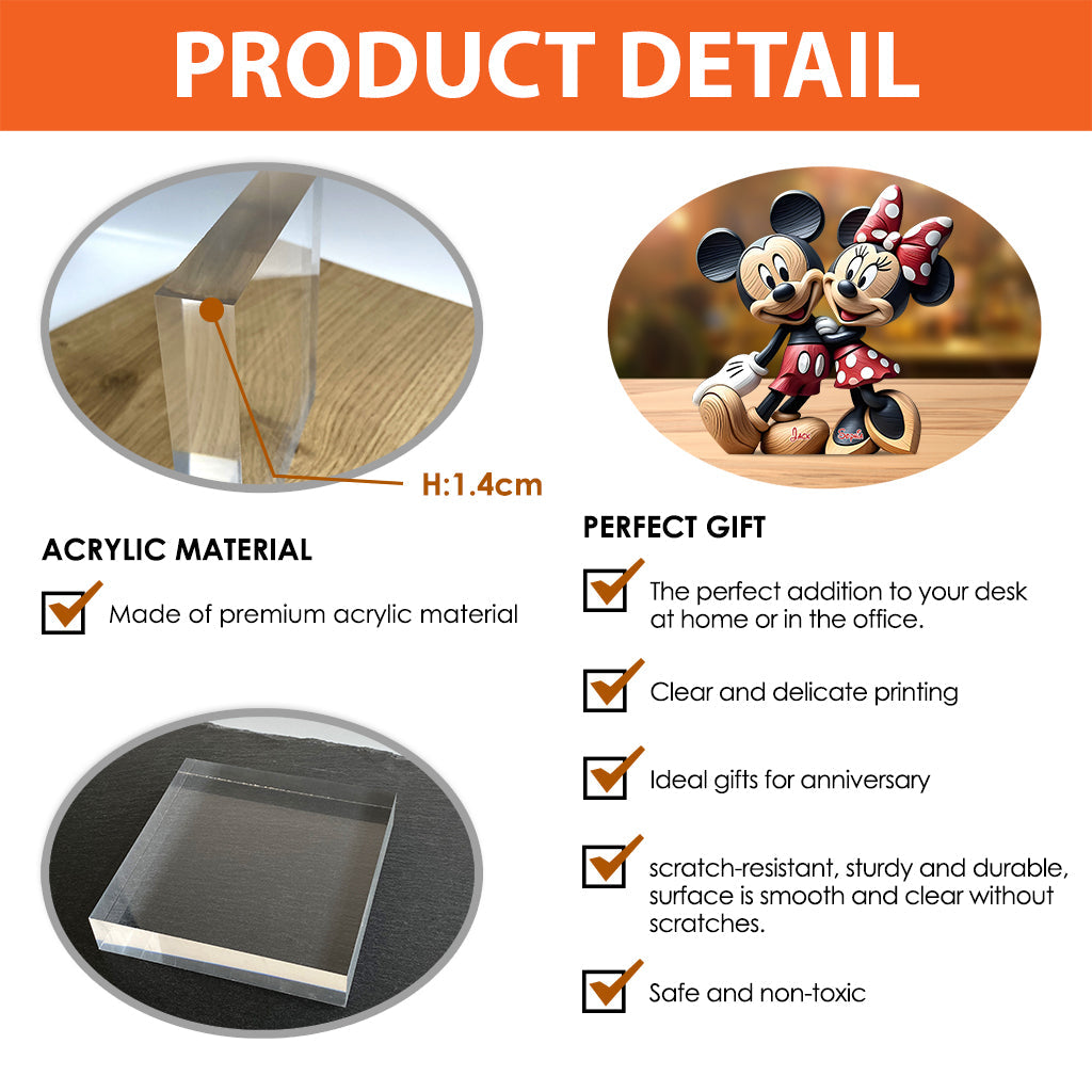 Cute Mouse Couple - Personalized Mouse Custom Shaped Acrylic Plaque