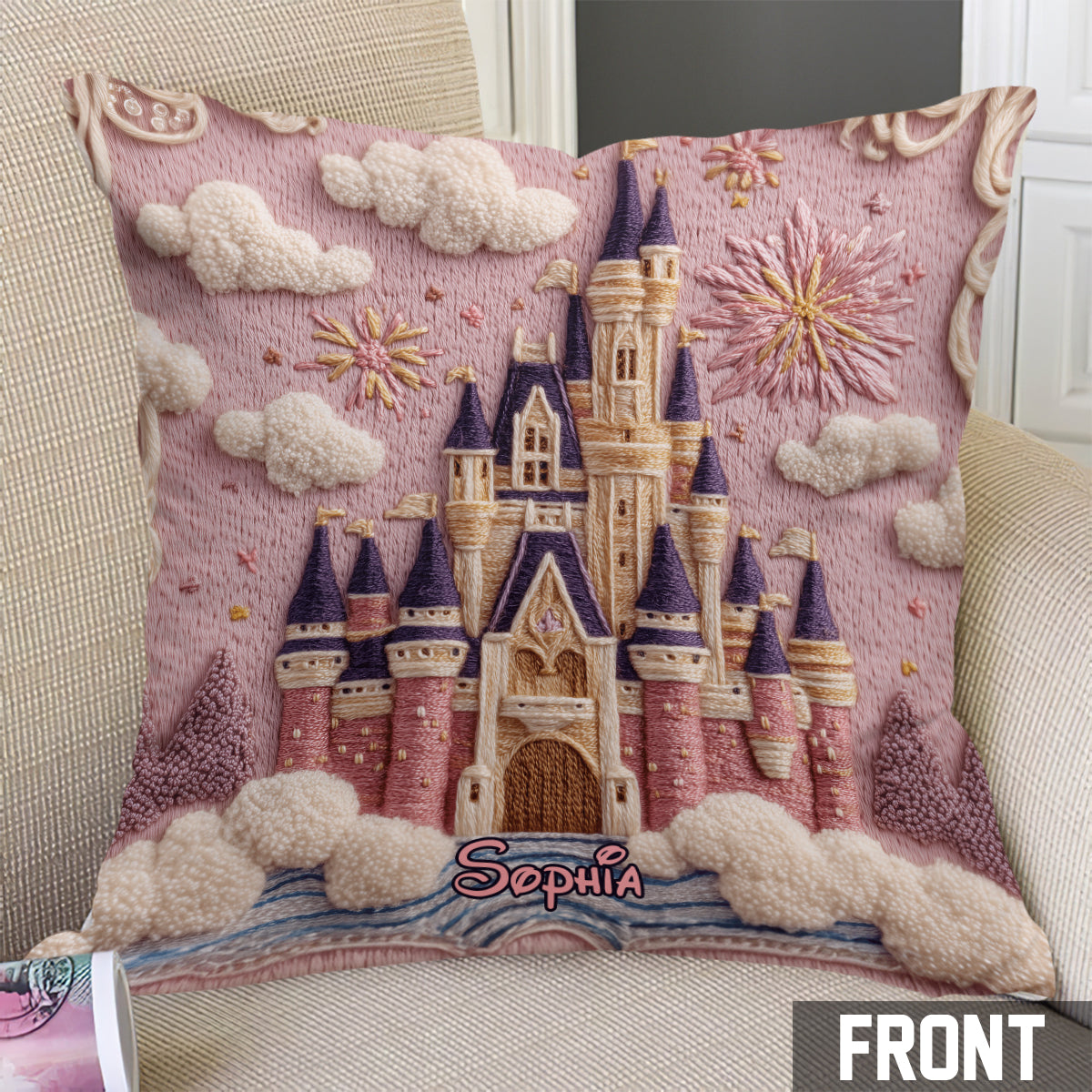 Magical Castle - Personalized Mouse Throw Pillow