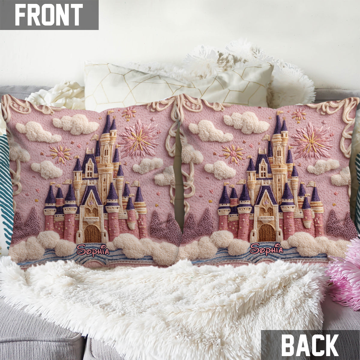 Magical Castle - Personalized Mouse Throw Pillow