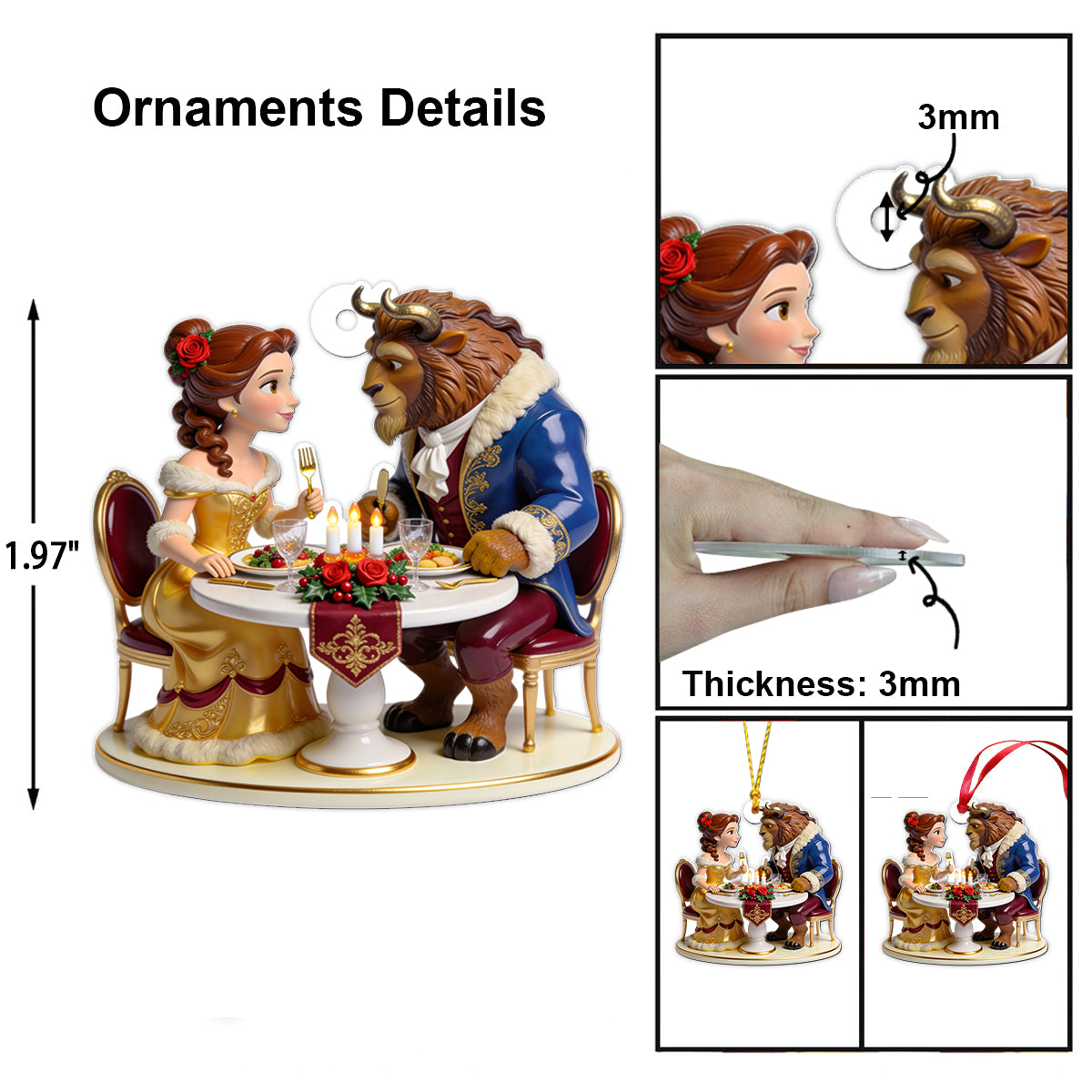 Together Christmas Couple - Personalized Beauty And The Beast Folded Advent Calendar With Ornaments