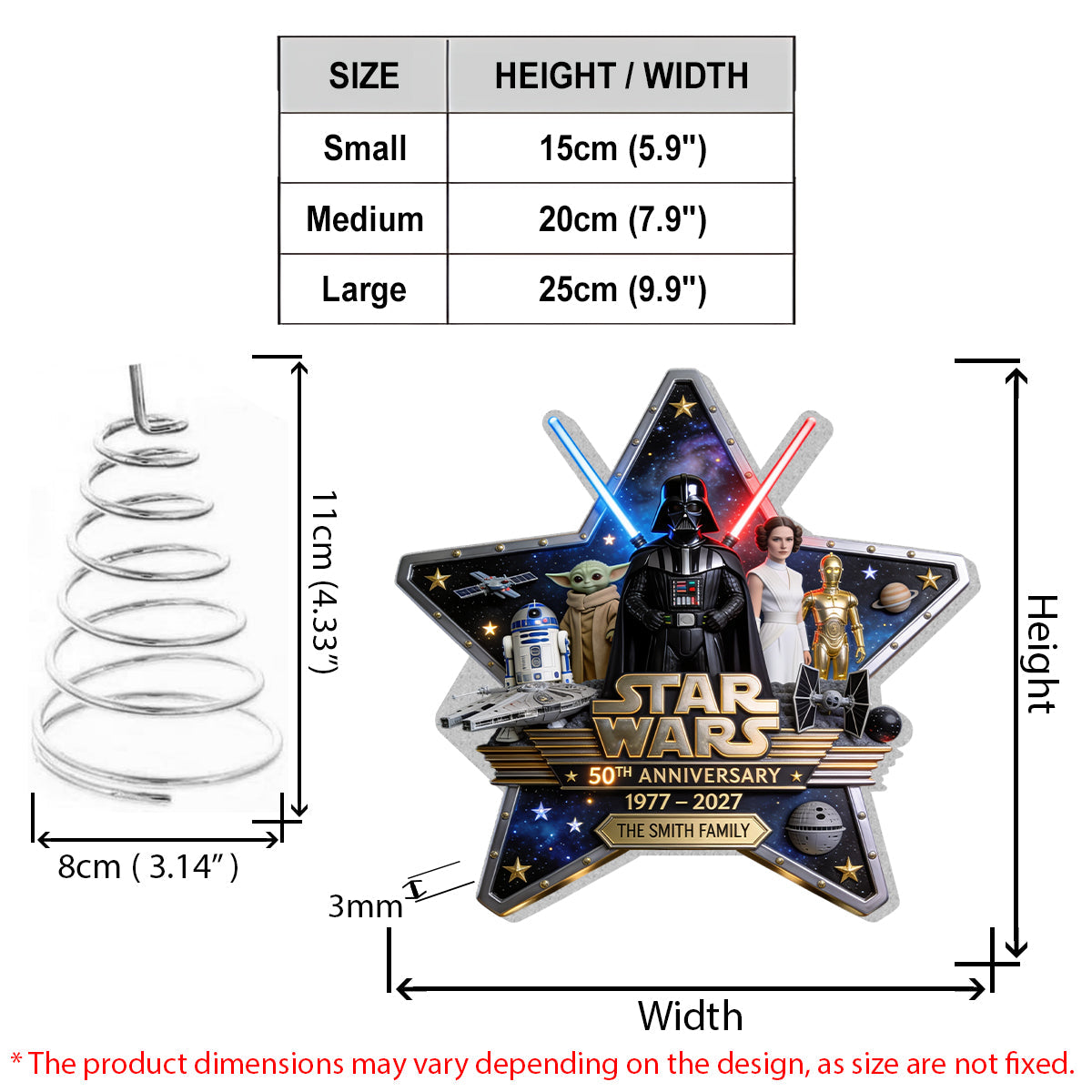 War Among The Stars 50th Anniversary - Personalized The Force LED Light Tree Topper