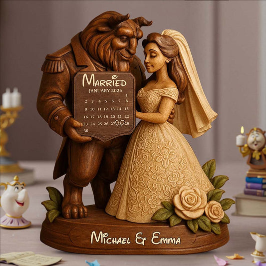 Married - Personalized Couple Custom Shaped Wood Plaque