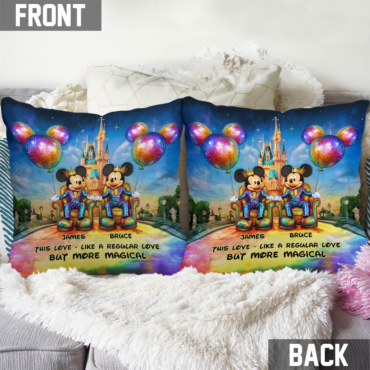 This Love Is More Magical - Personalized Mouse Throw Pillow